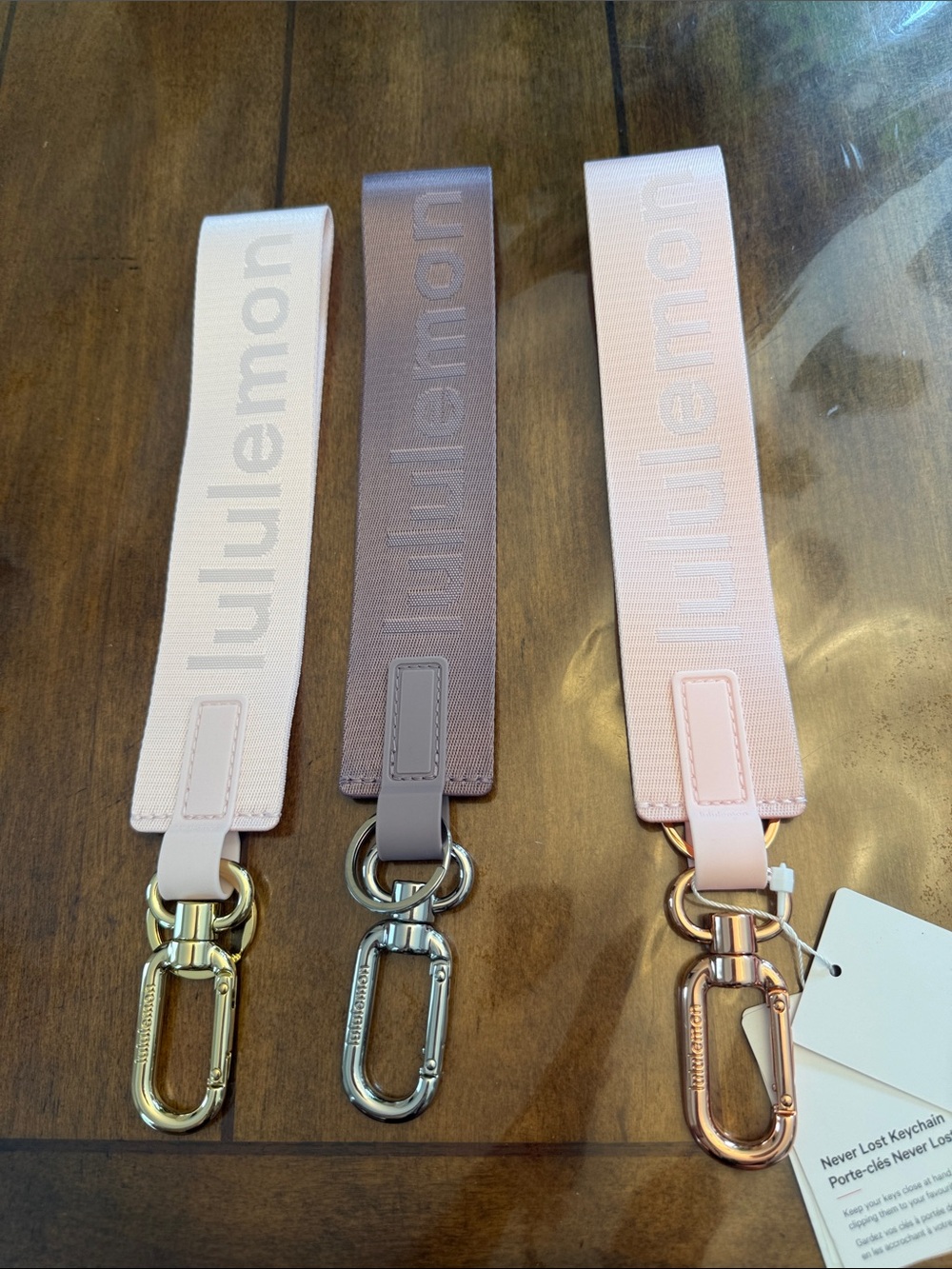 *NWOT* Lululemon athletica Pink, Lavender & Blush Triple Key Chain Set